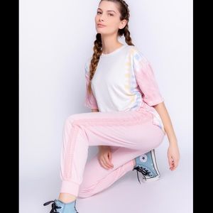 NWT PJ SALVAGE Pink Crocheted Sunset Pants